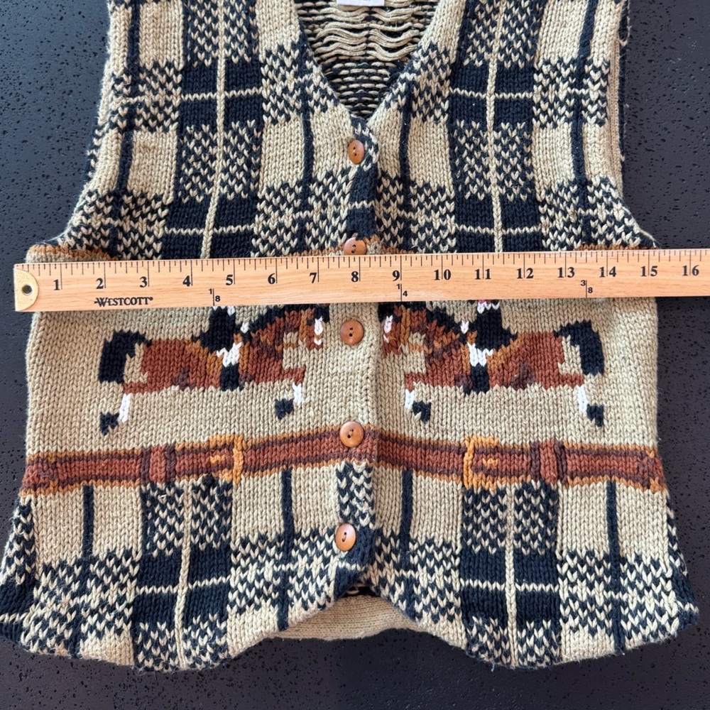 MILLER’S VINTAGE Knit Equestrian Rodeo Horse Sweater Vest Size Medium VGUC - Picture 6 of 9